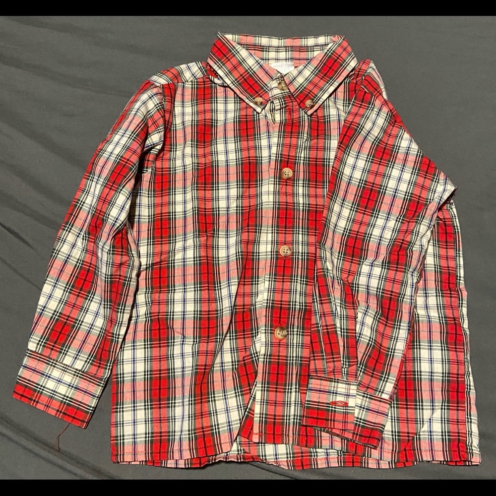 Red and Green plaid button front shirt